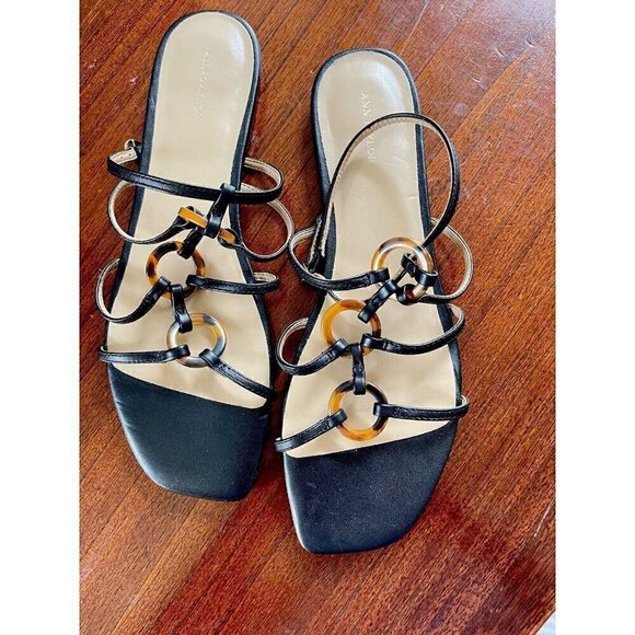 Ann Taylor Aaliyah Tortoiseshell Print Ring Leather Flat Sandals Size 9.5 - Picture 4 of 7